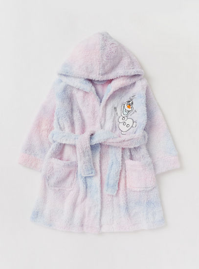 Olaf Print Tie-Dye  Robe with Long Sleeves and Pockets