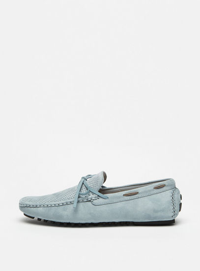 Textured Slip-On Loafers with Bow Accent-Casual Shoes-image-0