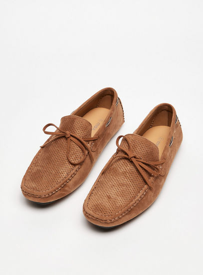 Textured Slip-On Loafers with Lace Accent-Casual Shoes-image-1