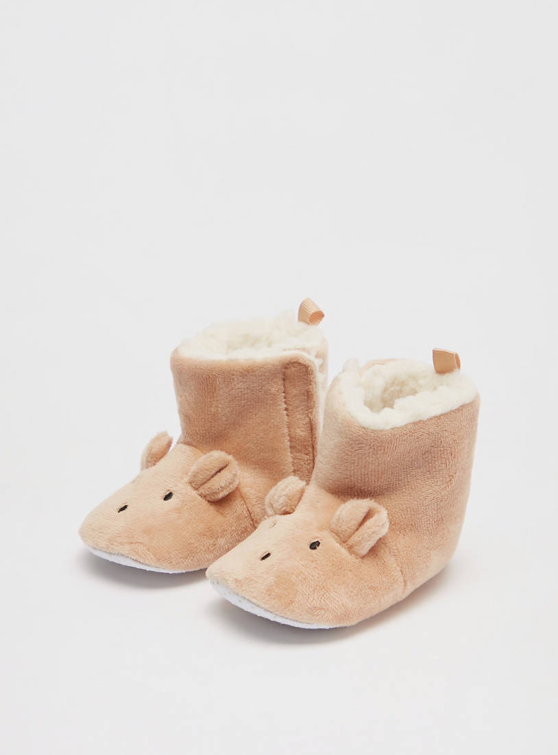 Plush Booties with Applique Detail-Booties-image-1