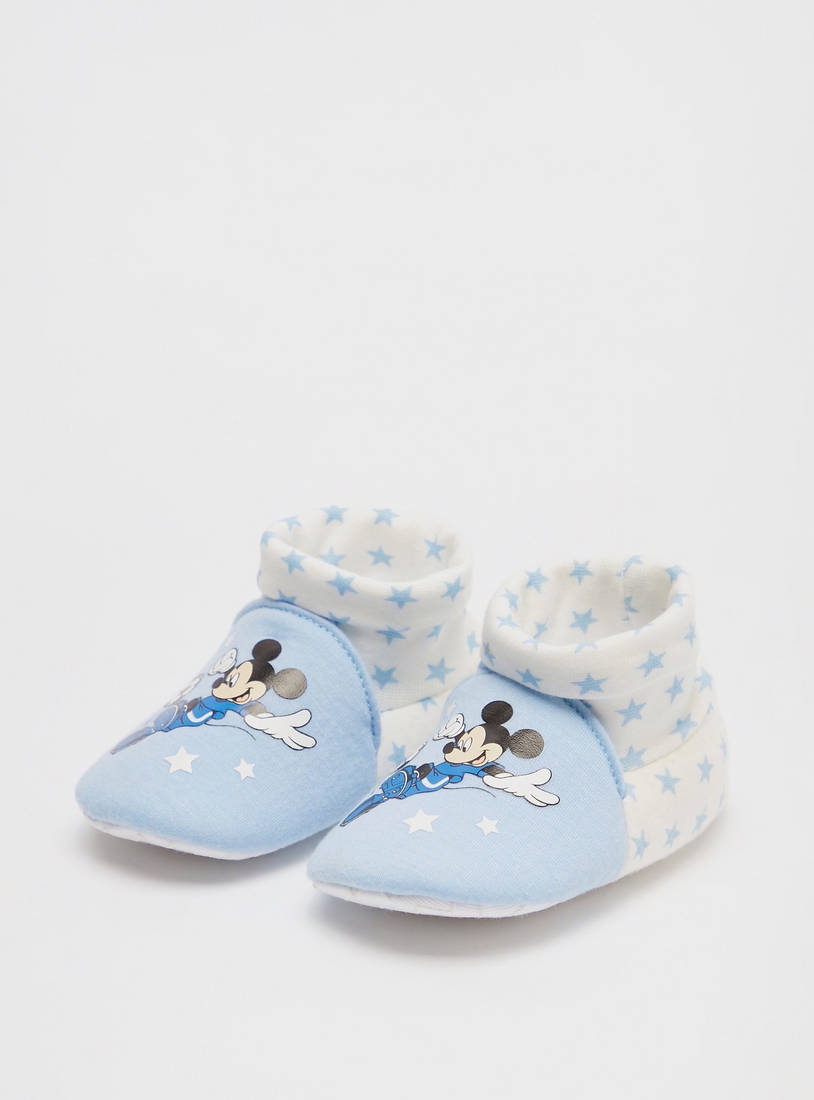 Mickey Mouse Print Slip-On Booties-Booties-image-1