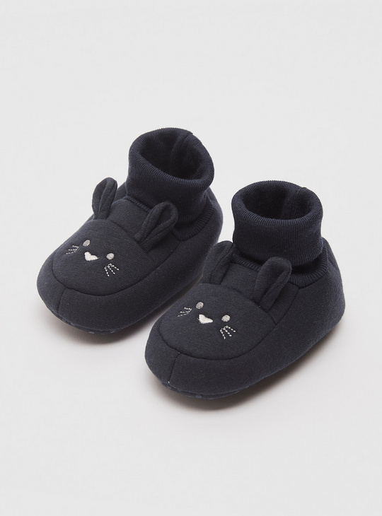 Slip-On Booties with Cat Face Design
