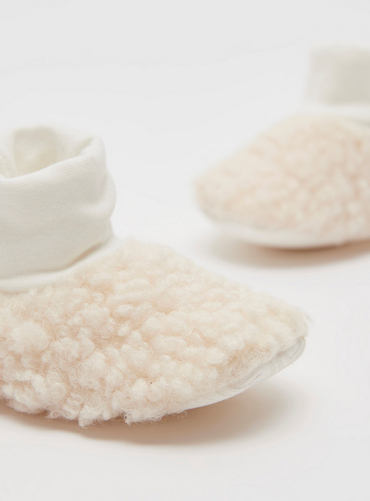 Plush Detail Booties with Rolled-Up Hem