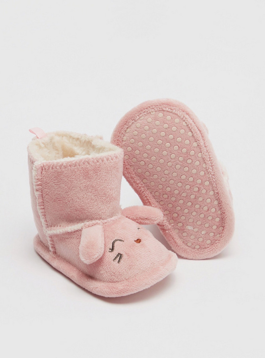 Plush Booties with Applique Detail