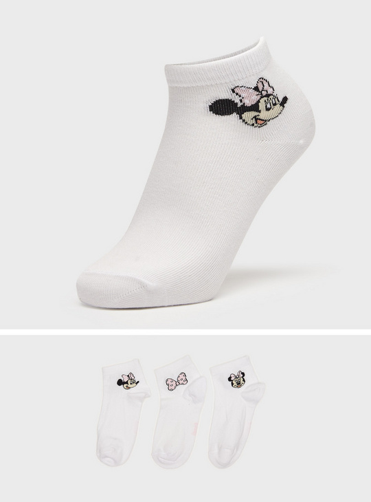Set of 3 - Minnie Mouse Print Ankle Length Socks