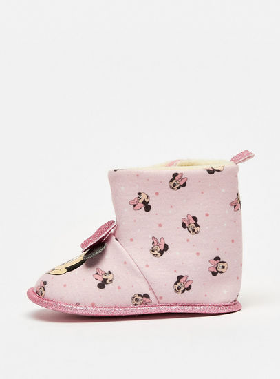 Minnie Mouse Print Booties with Hook and Loop Closure-Booties-image-0
