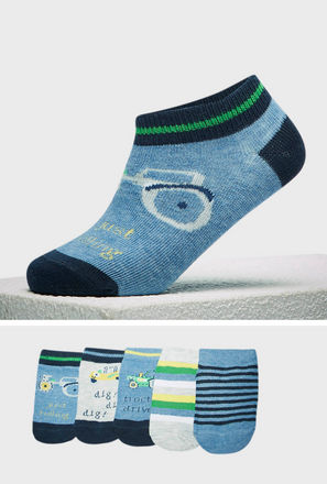 Pack 5 - Textured Ankle Length Socks-mxkids-babyboyzerototwoyrs-shoes-socks-1