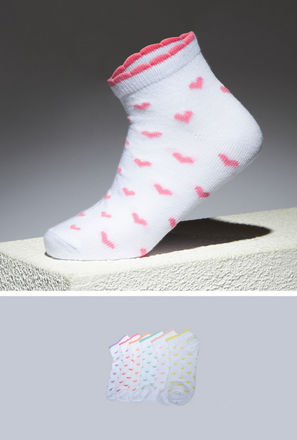 Pack of 6 - All-Over Heart Print Ankle Length Socks-mxkids-girlstwotoeightyrs-shoes-socksandstockings-1