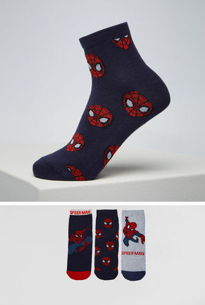 Pack of 3 - Spider-Man Print Ankle Length Socks-mxkids-boystwotoeightyrs-shoes-socks-1