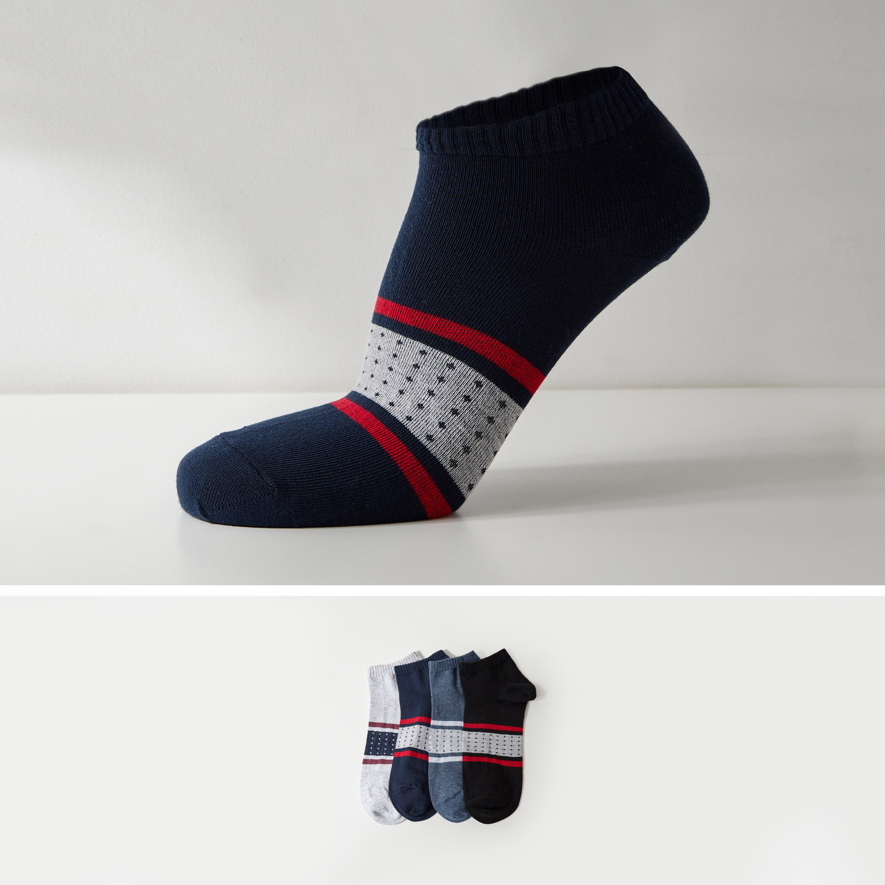 Shop Pack of 4 Printed Ankle Length Socks Online Max Bahrain