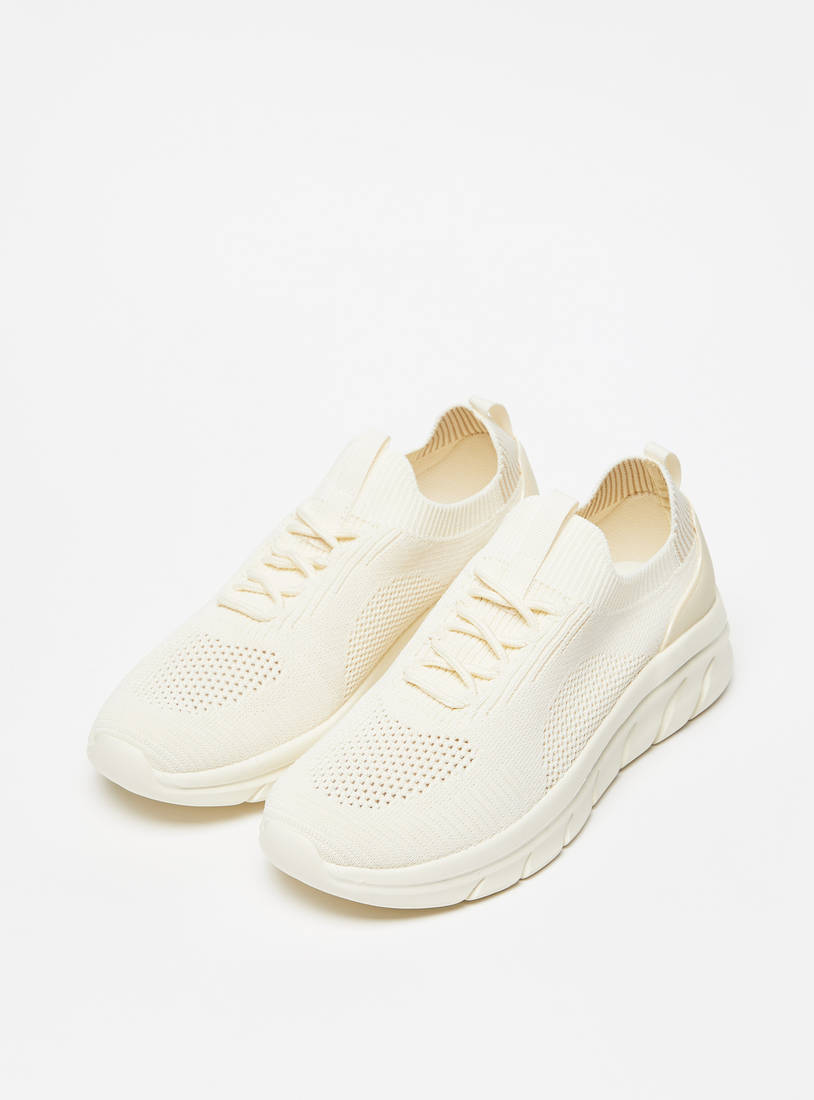 Flyknit Style Slip-On Sneakers with Lace Detail-Sneakers-image-1