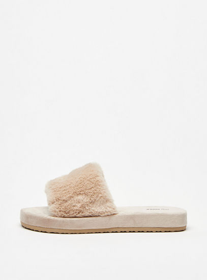 Solid Faux Fur Bedroom Slippers