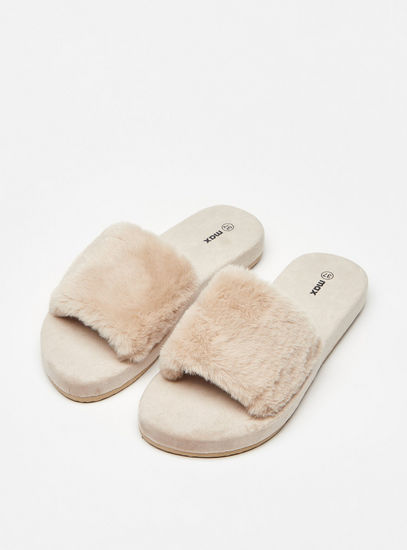 Solid Faux Fur Bedroom Slippers