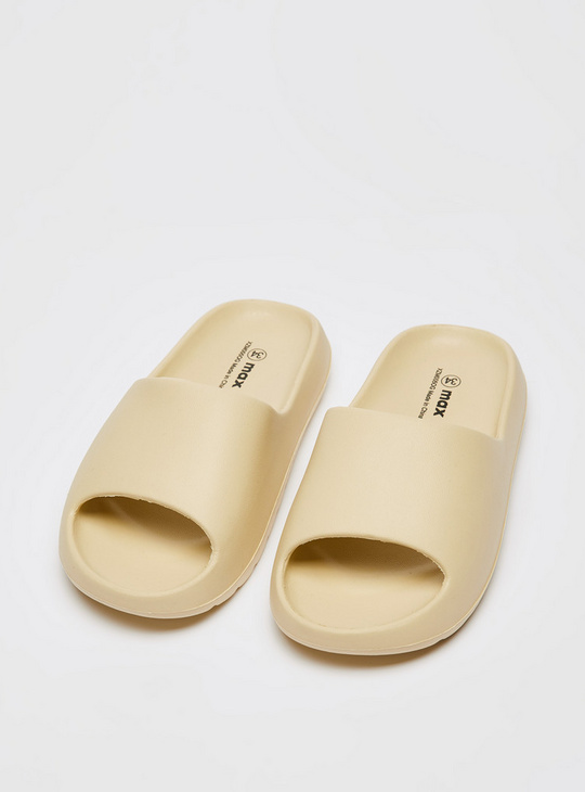 Solid Open Toe Slide Slippers