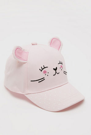 Embroidered Cap with Ear Appliques
