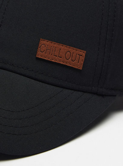 Solid Cap with Applique Detail and Buckled Strap Closure