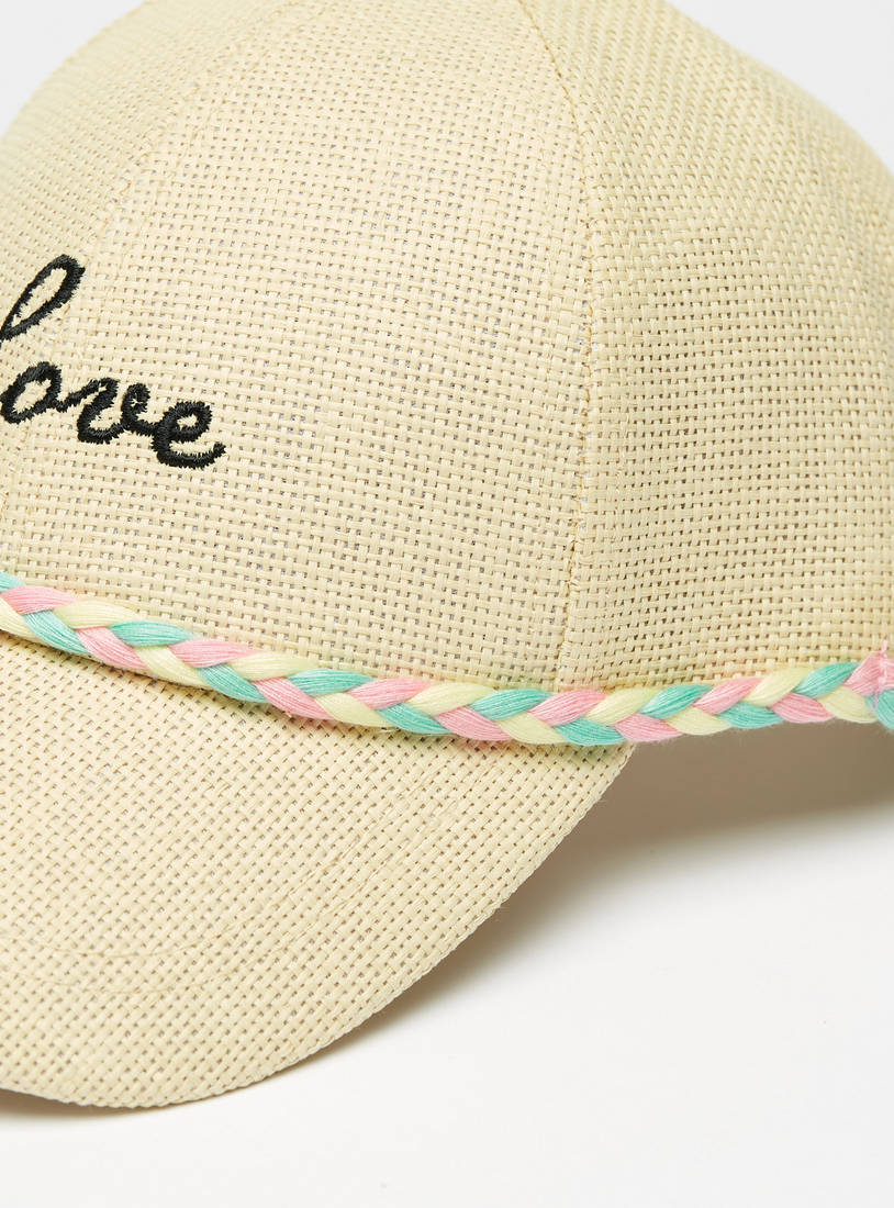 Embroidered Cap with Braid Detail and Snapback Closure-Caps & Hats-image-1