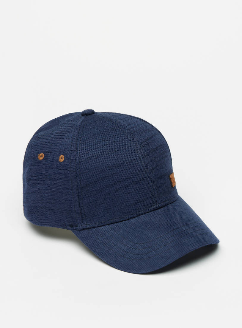 Applique Detail Cap with Buckled Strap Closure-Caps & Hats-image-0