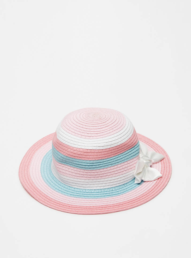 Striped Hat with Bow Trim-Caps & Hats-image-0