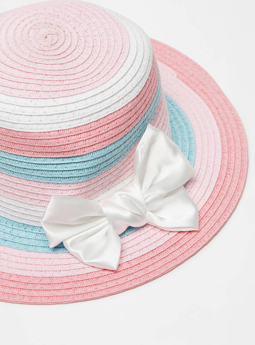 Striped Hat with Bow Trim-Caps & Hats-image-1