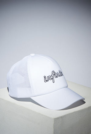 Slogan Embroidered Mesh Panel Cap with Snap Back Closure-mxmen-accessories-capsandhats-1