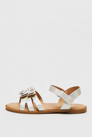 Butterfly Detail Open Toe Sandals with Hook and Loop Closure