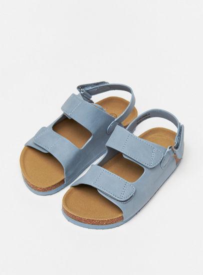 Solid Open Toe Sandals with Hook and Loop Closure