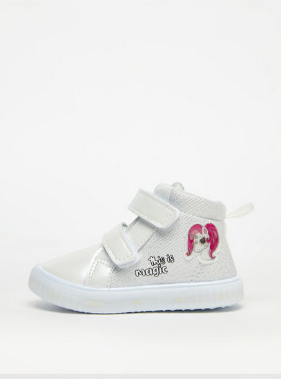 Unicorn High Top Sneakers with Hook and Loop Closure