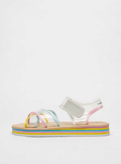 Transparent Strap Sandals with Hook and Loop Closure-Sandals-image-0