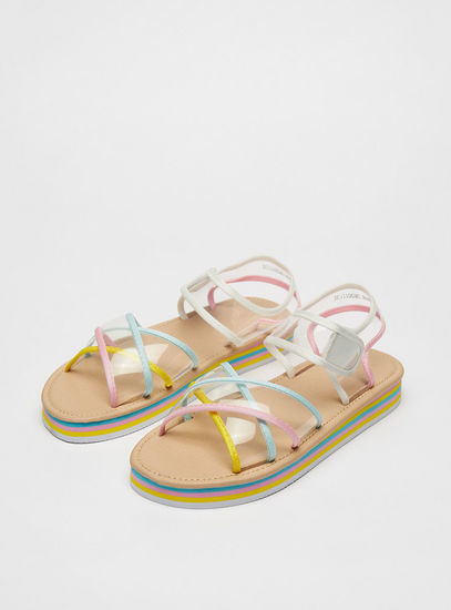 Transparent Strap Sandals with Hook and Loop Closure-Sandals-image-1