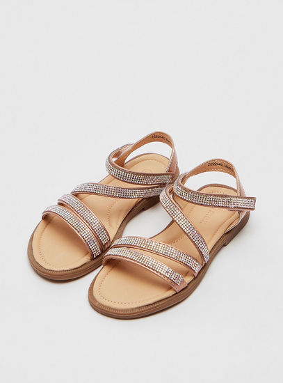 Embellished Sandals with Hook and Loop Closure
