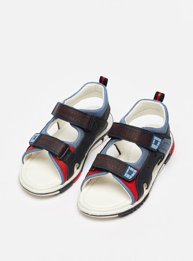 Panelled Floaters with Hook and Loop Closure-Sandals-image-1