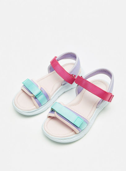 Textured Floaters with Hook and Loop Closure-Sandals-image-1